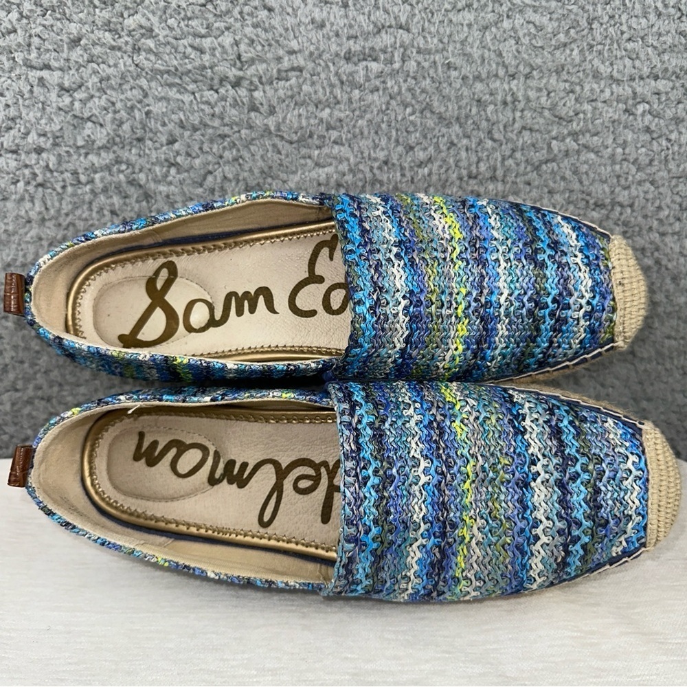 Sam Edelman Shoes 9M Blue Womens Khloe Espadrille Slip On Mini Wedge Sandals - Picture 3 of 10